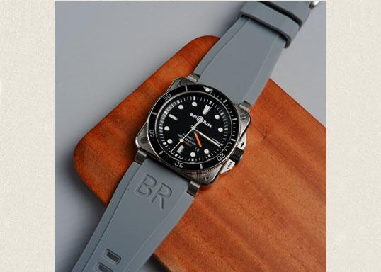 Bell Ross Mark Grey Rubber Strapfreak Premium Watch Straps